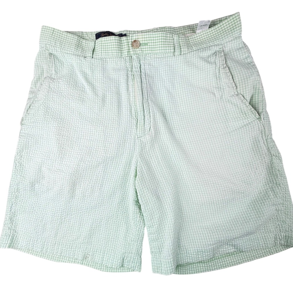 Bobby Jones Players Masters Seersucker Shorts Green‎ White Gingham Mens 34 Golf